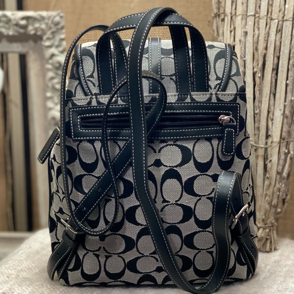 Coach 6613 Black Signature Canvas Leather Backpack/Tote/Handbag/Shoulder Bag - Picture 7 of 8